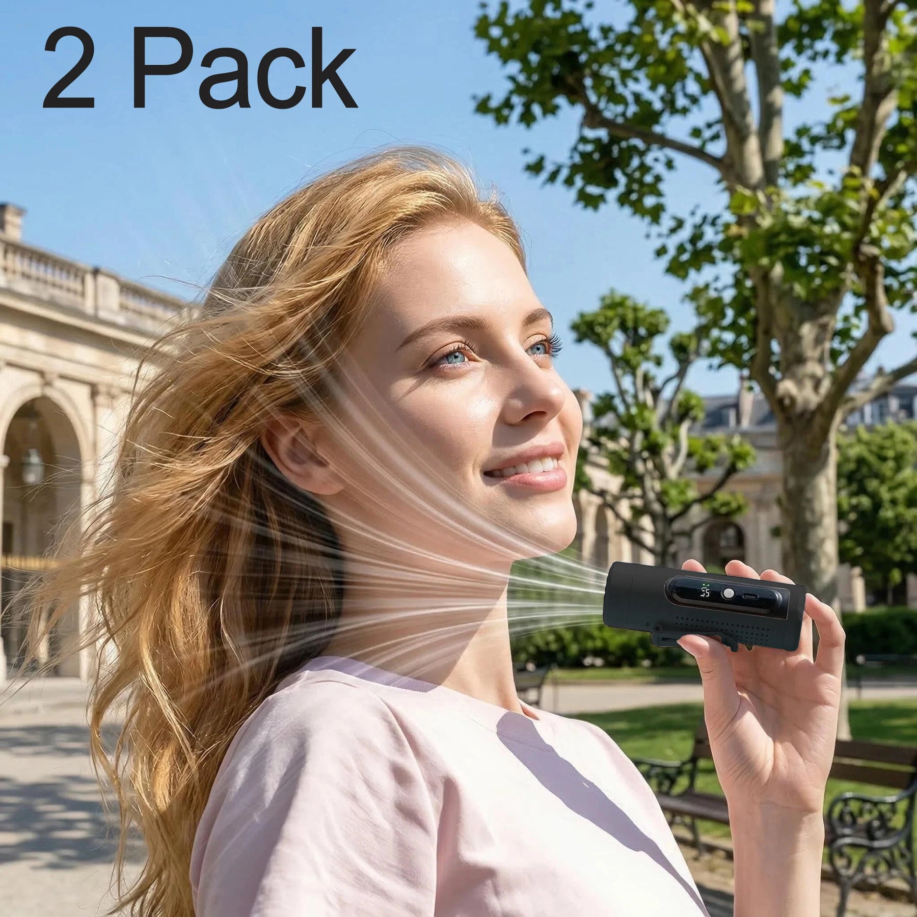 Mini Portable Neck Fan 3000mAh 199 Speeds Adjustable USB Rechargeable Handheld Fan Desktop 3-in-1 Turbo Air Cooling Pocket Fan