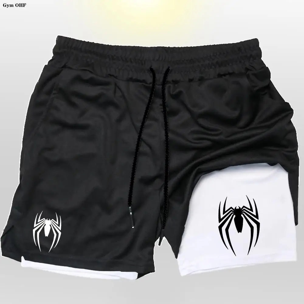 Sport Shorts Men 2099 Spider Sportswear Double-Deck Running Shorts 2 In 1 Beach Bottoms Summer Gym Fitness Training Short Pants CB DROPSHIPPING