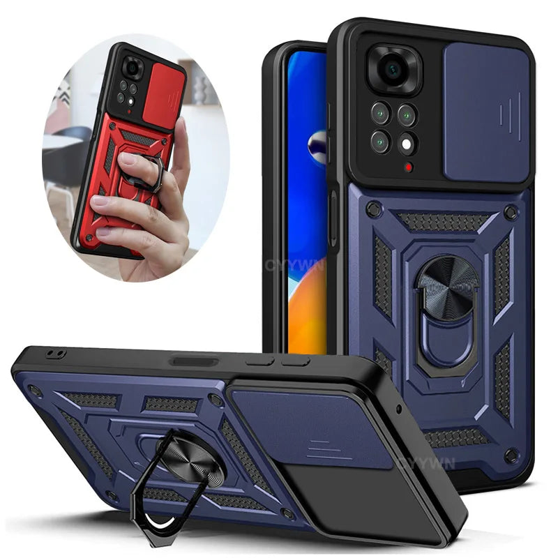 Slide Camera Lens Protector Armor Case For Redmi Note 13 12 11 10 Pro Plus 10s 11s 12s 13C 12C Military Grade Bumpers Ring Cover CB DROPSHIPPING