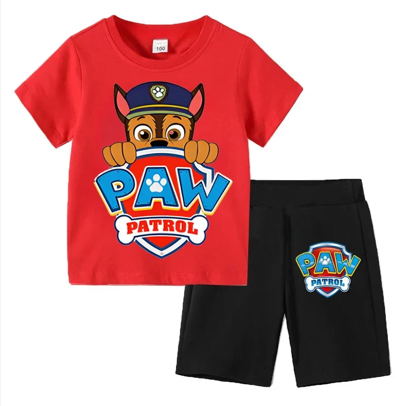 Paw Patrol Kids Set Boys Short Sleeve T-Shirt Top+Shorts 2-Piece Outfits Boys Cartoon Suit 3-8Years Children Clothes For Summer CB DROPSHIPPING