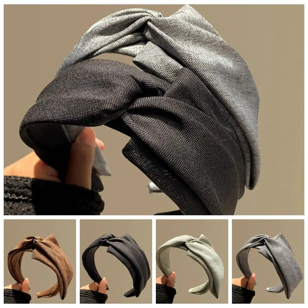 Korean Style Knit Headband Soft Knitting Cotton Makeup Hair Hoop Crumpled Texture Wide Bezel Ladies Hair Accessories