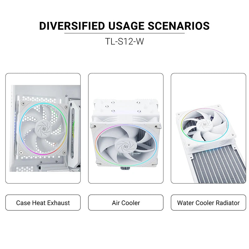 Thermalright TL-S12-W 5V 3PIN ARGB Aperture PC Case Fan Temperature Control Water-Cooling Radiator Replace Fan CB DROPSHIPPING