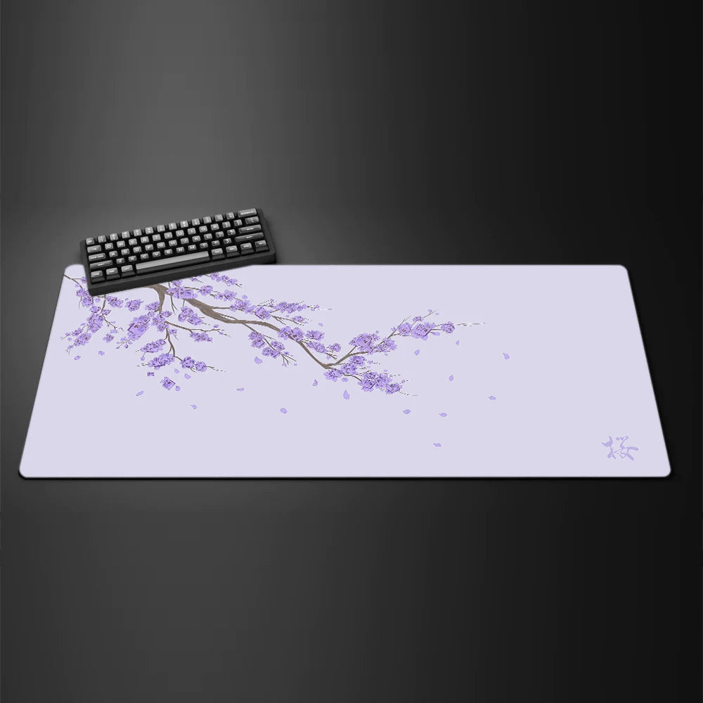 Black Sakura Gaming Mouse Pad Kawaii Purple Desk Mat Large Office Carpet Accessories Cherry Blossom Mousepad Gamer Computer Mats CB DROPSHIPPING
