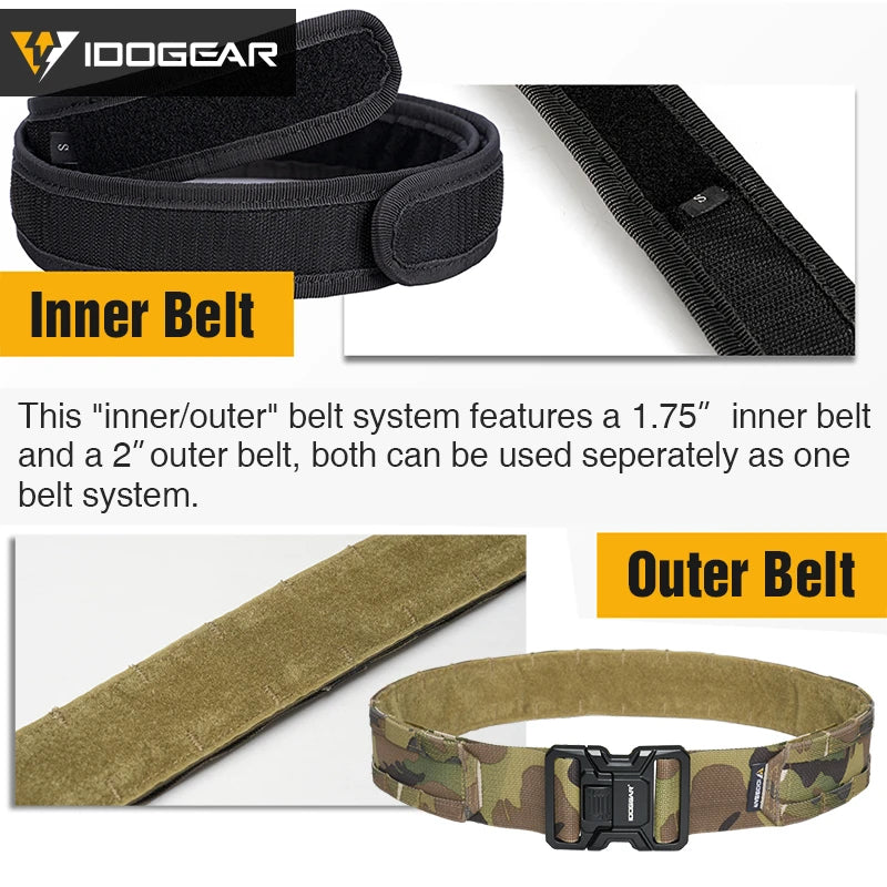 IDOGEAR Tactical 2" Belt Quick Release MOLLE Belt With Inner Outer Adjustable For Men Outdoor Sport Airsoft 3444 CB DROPSHIPPING