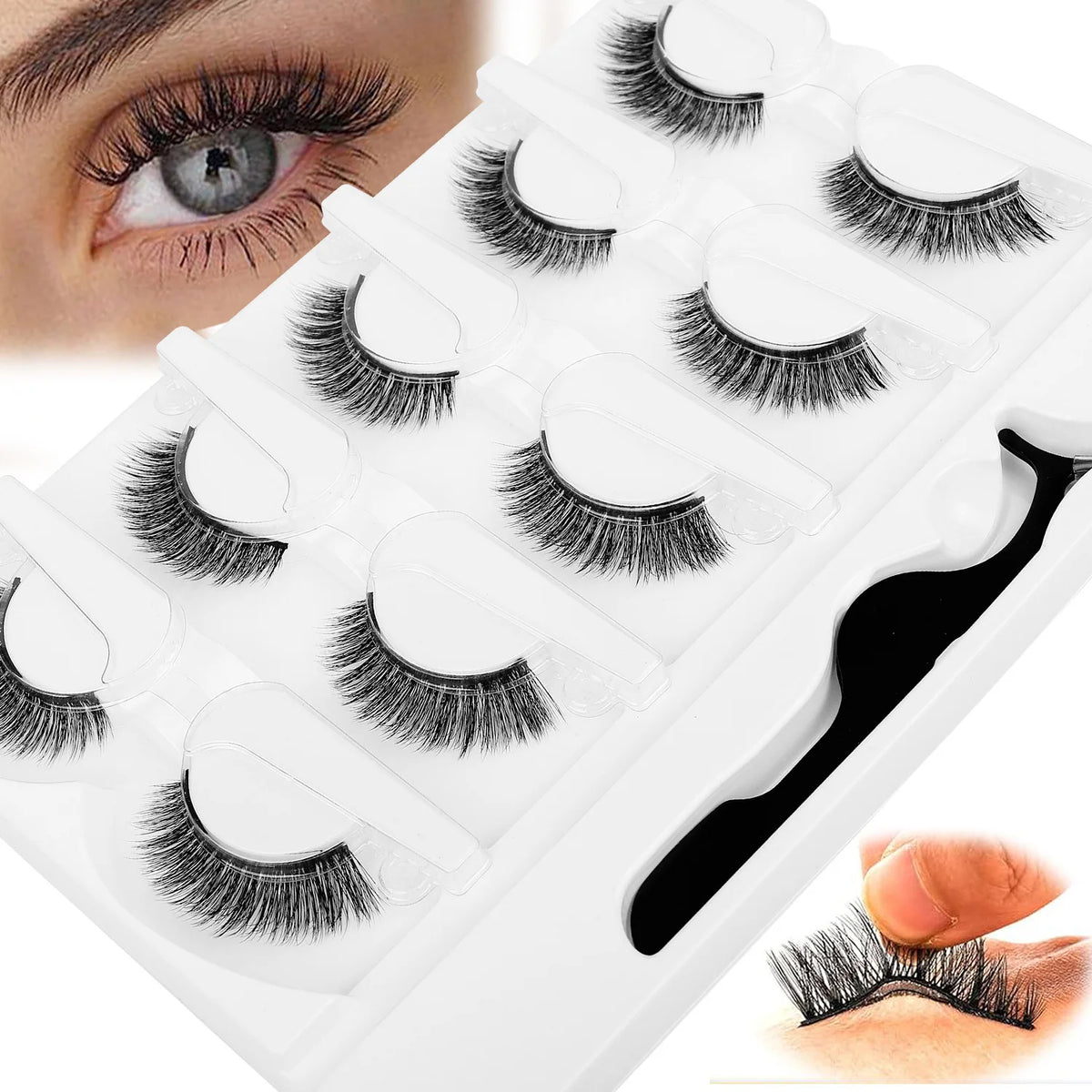 5 Pairs Glue-free Self-adhesive Eyelashes 3D Natural False Eyelash One Step Application Easy To Remove Eye Makeup Wholesale CB DROPSHIPPING