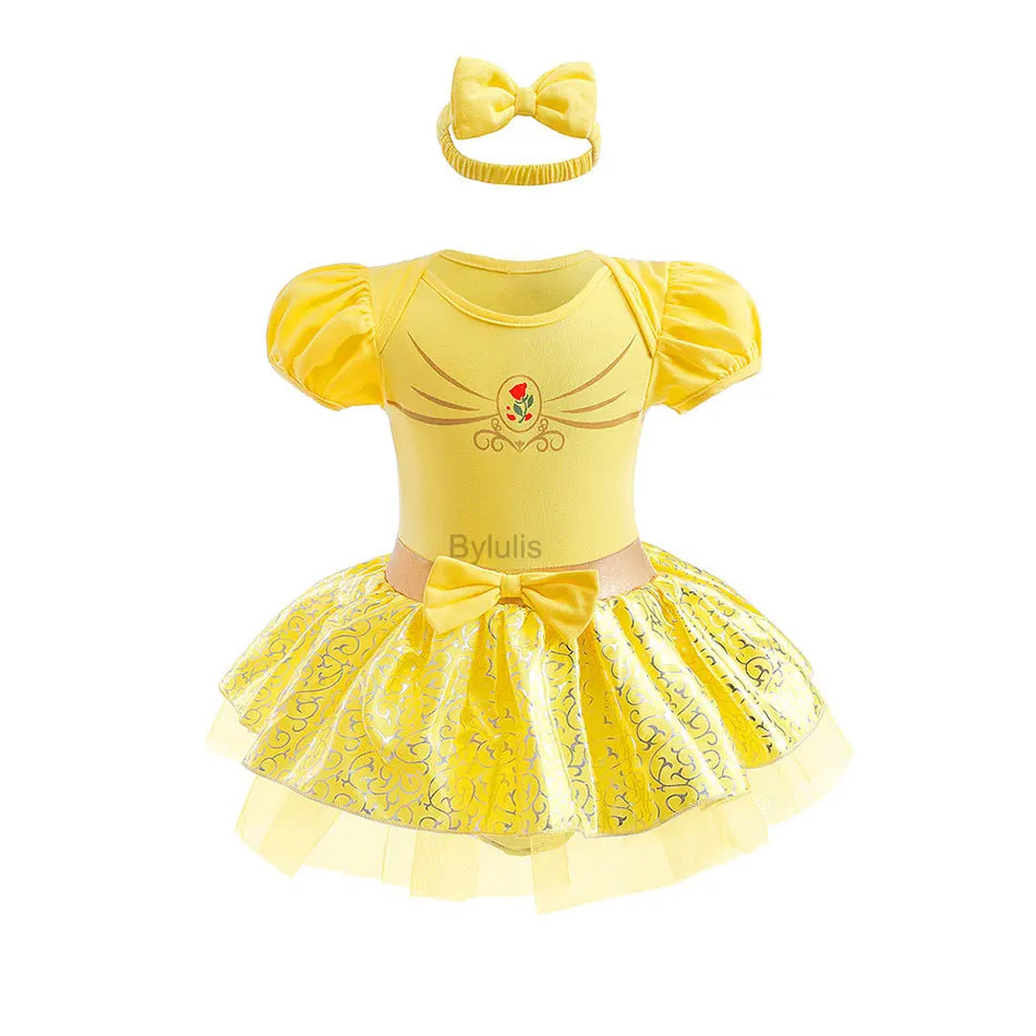 Baby Girls Costumes Kid Romper Tutu Dress with Headband Infant Baby Girl Princess Alice Clothes Aurora Belle Dress Party Costume CB DROPSHIPPING