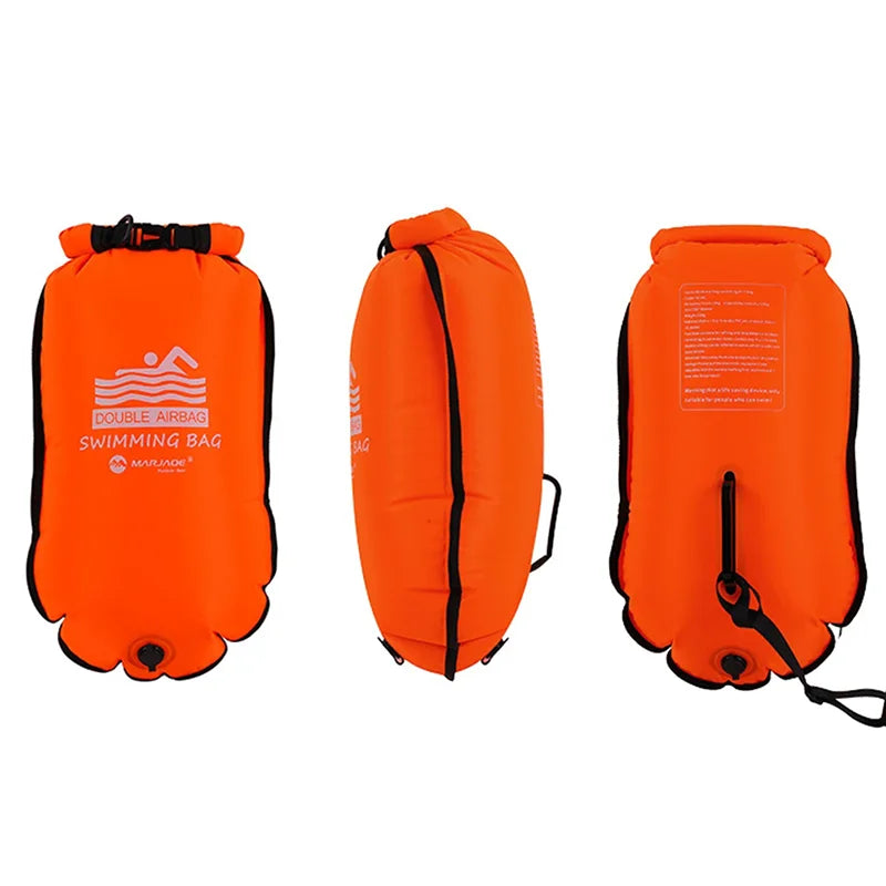 20L Inflatable Open Swimming Buoy Tow Floating Bag Double AirBags Water Sport Life Saving Swim Buoy Pool Inflated Air Drying Bag