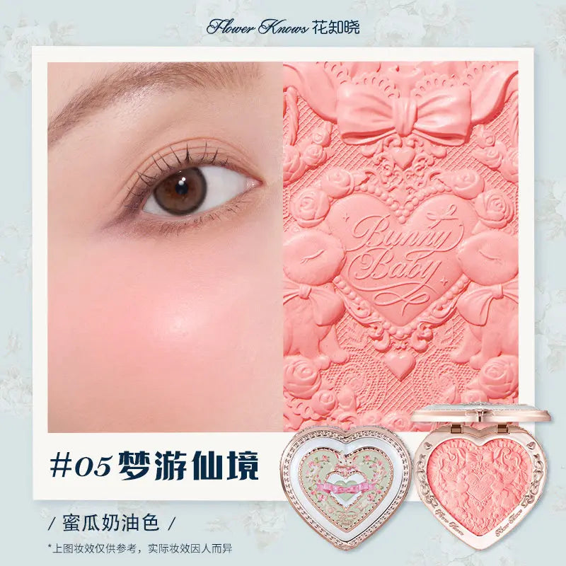 Flower Know Bunny Garde Series Blushes Cream Smooth Long-lasting All-Day Face Enhancing Makeup Blush Cream For Cheek