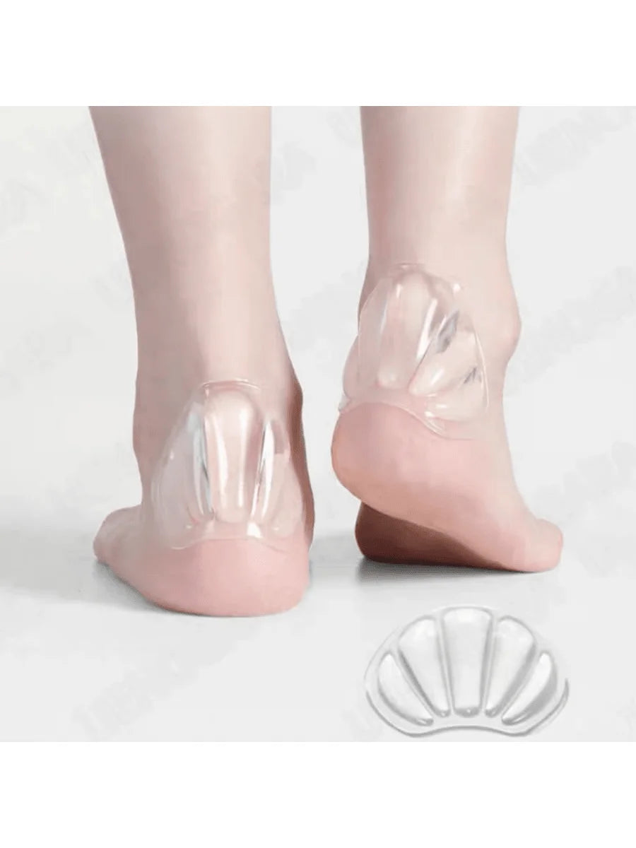 2 Pairs of Unisex Transparent Shell Silicone Heel and Sole Protectors, Comfortable and Stylish Insoles, Heel Stickers, Shoe Accessories