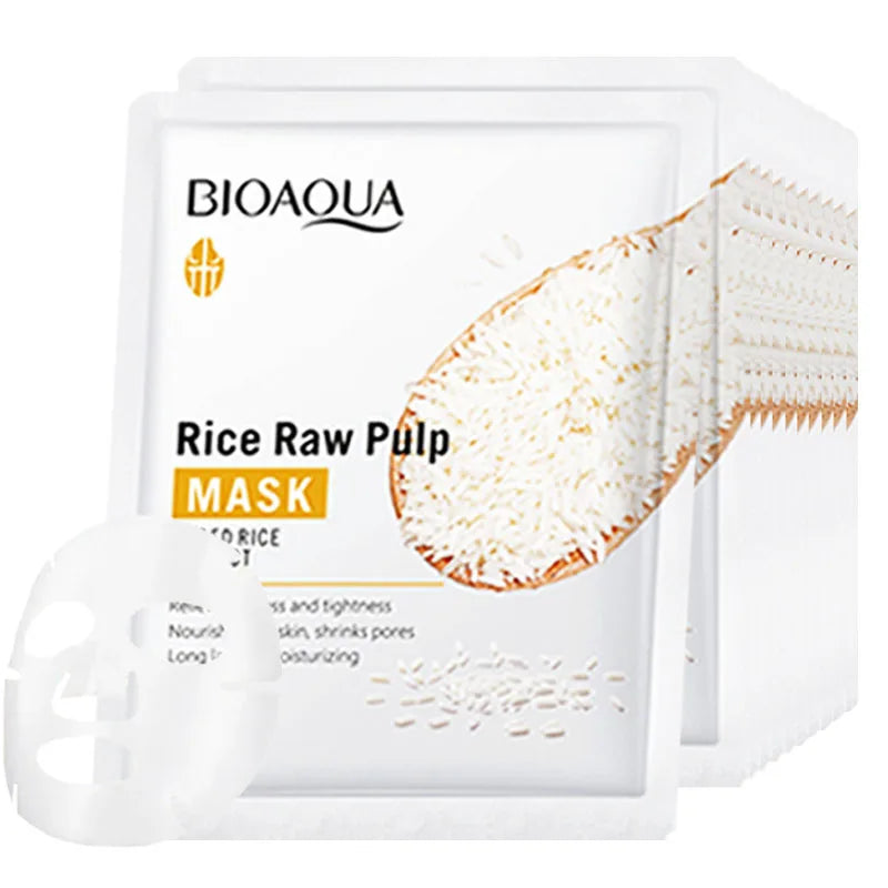 BIOAQUA Rice Raw Pulp Facial Masks Skincare Moisturizing Firming Hydrating Face Mask Sheets Mask Korean Skin Care