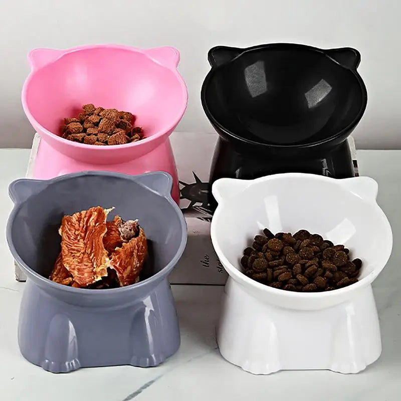 High Foot Pet Bowl Raised Tilted Cat Bowl Washable Plastic Combination Anti Tipping Drinking Water Non Slip for Cats Dogs CB DROPSHIPPING