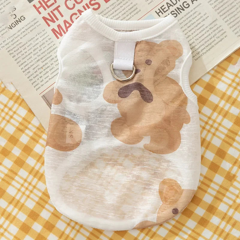 Dog Pet Sleeveless Mesh Bear Traction Vest Cat Breathable Thin Teddy Pet Dog Cooling Vest for Dogs Clothes CB DROPSHIPPING