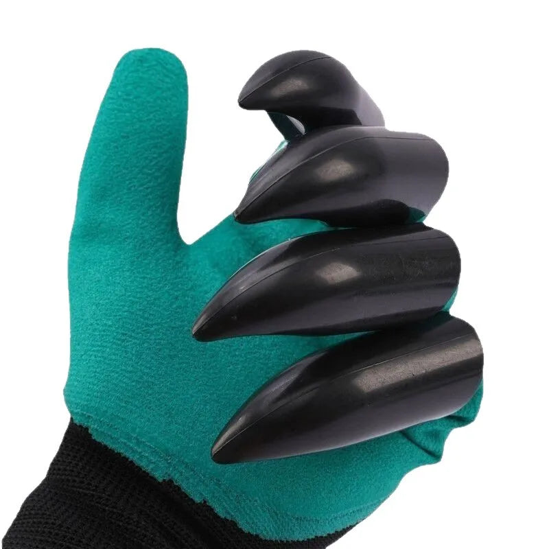 Garden Genie Gloves with Claws, Waterproof Rubber Gardening Gloves for Digging Planting Weeding, Protective Yard Work Gloves