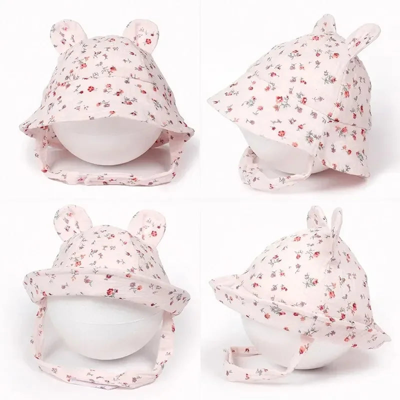 2026 Newborn Boys Girls Bucket Hat Summer Kids Toddler Panama Cap 0 to 12 Months Soft Cotton Baby Sun Hat With Ears Cute Bunny CB DROPSHIPPING