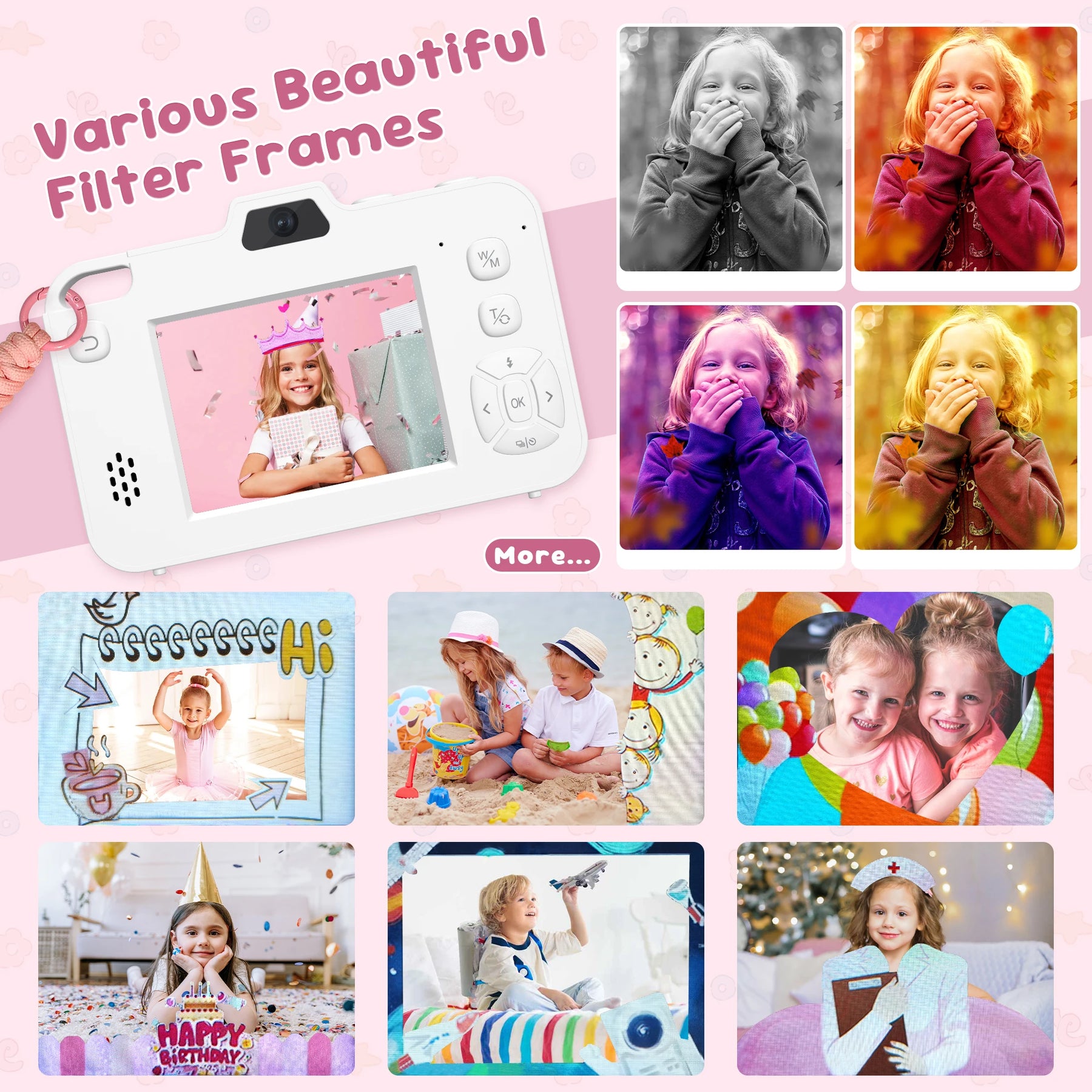 16X 48MP Kids Photography Camera Front Rear Dual Lens Boys Girls Digital Video Recorder Selfie Beginner Camera For Children CB DROPSHIPPING