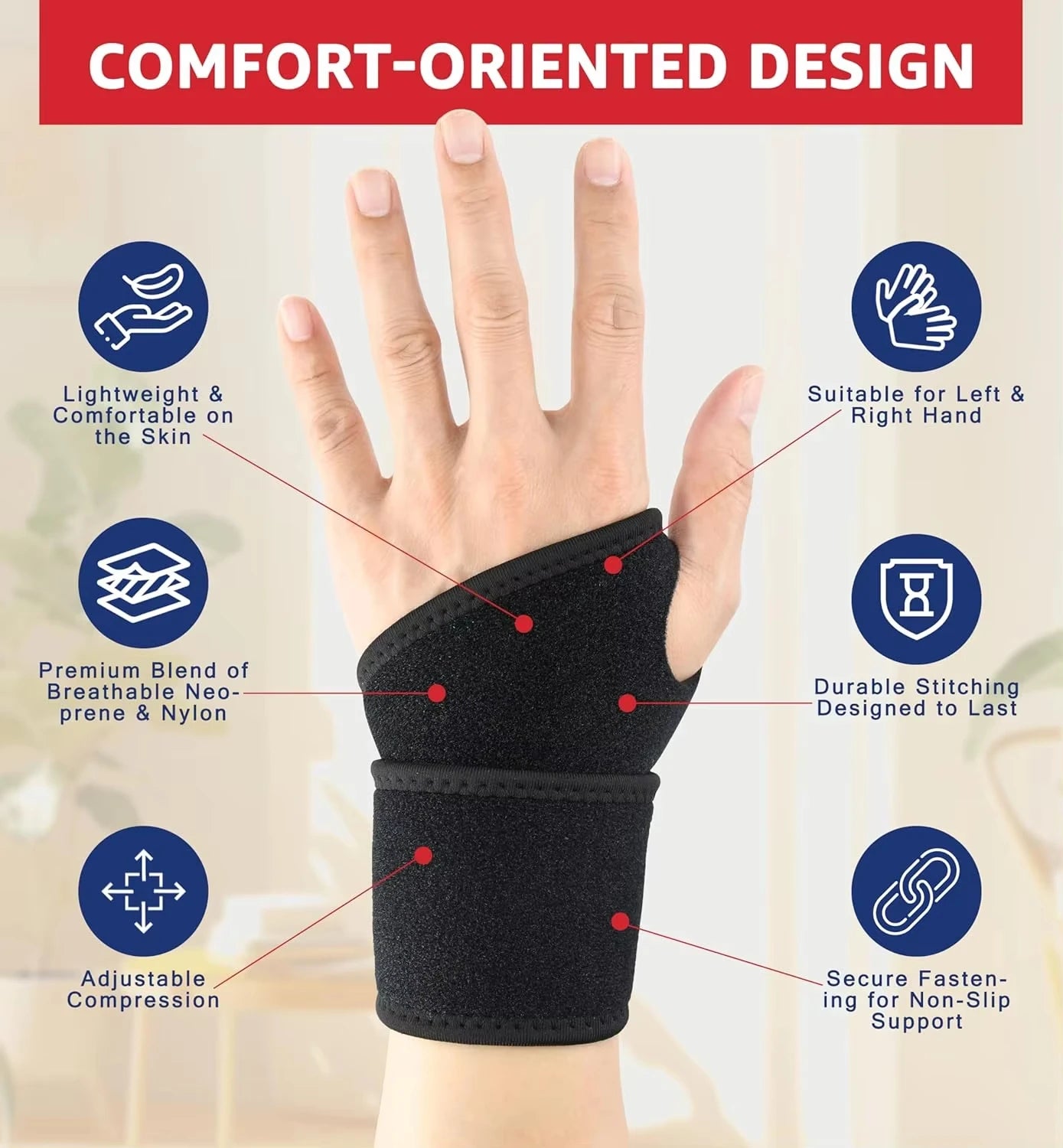 Adjustable Wrist Brace Perfect for Women & Men Support Wrap Strap Hand Carpal Tunnel Brace Fitness Suitable Both Right Left Hand CB DROPSHIPPING