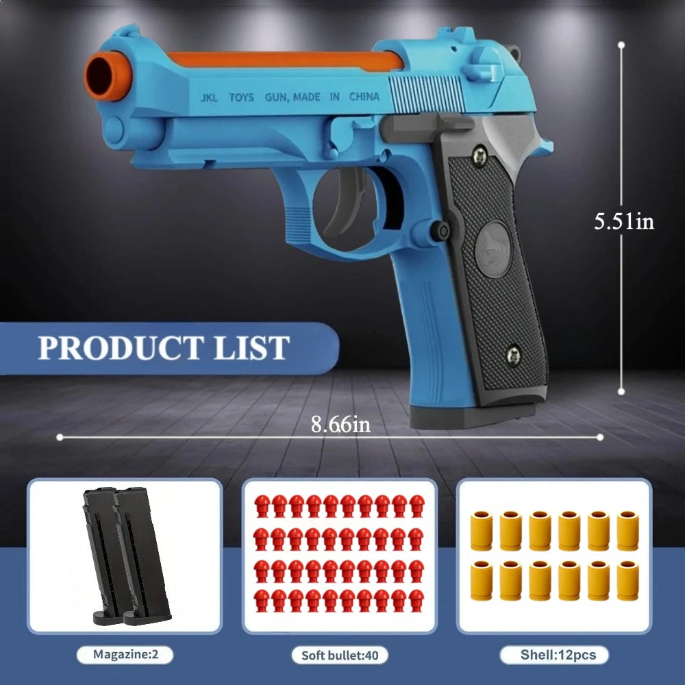 P320 Shell Throwing Continuous Firing Blowback Soft Bullet Toy Gun Outdoor Sport Shooting Game Christmas Gift for Children