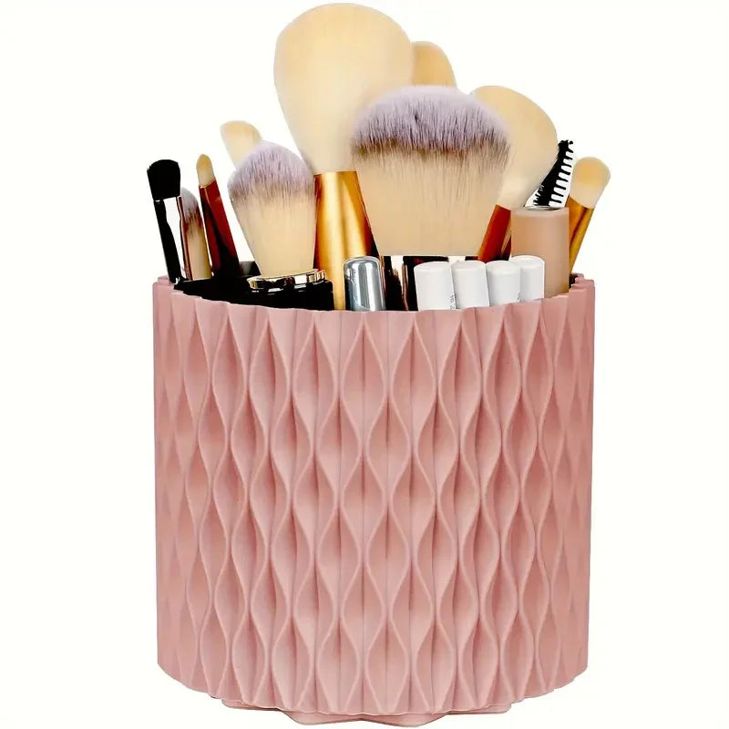 Rotating Makeup Organizer, Cosmetic Display Case with Brush Holder Perfume Tray, Storage Carousel for Vanity Bathroom Countertop CB DROPSHIPPING