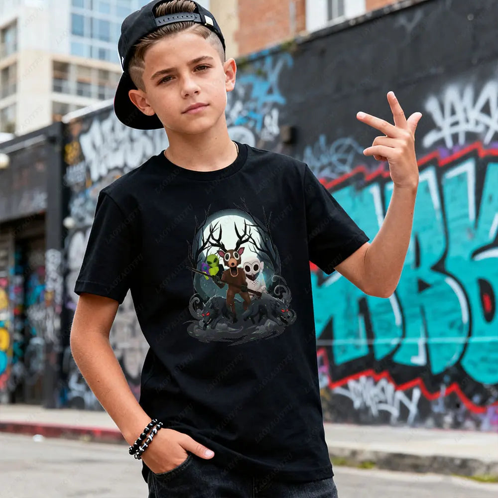 99 Nights in The Forest Inspired Deer Game Tee Perfect for Nature Lovers Birthday Gifts Fun Cute Cartoon Deer Kids T-Shirt Tops CB DROPSHIPPING