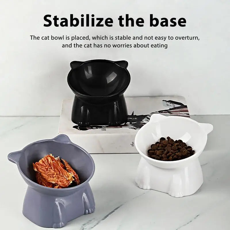 High Foot Pet Bowl Raised Tilted Cat Bowl Washable Plastic Combination Anti Tipping Drinking Water Non Slip for Cats Dogs CB DROPSHIPPING