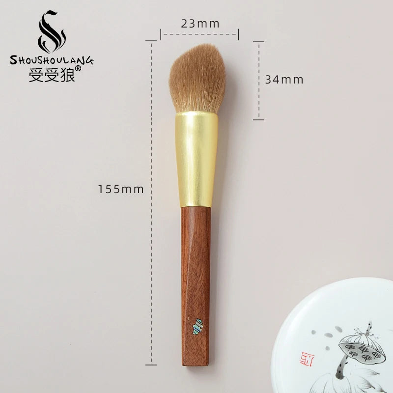 Soft Saibikoho Goat Hair Makeup Brush 1PC Shoushoulang High-end Hand Crafted Blush Contour Brush Rosewood Handle Makeup Brush