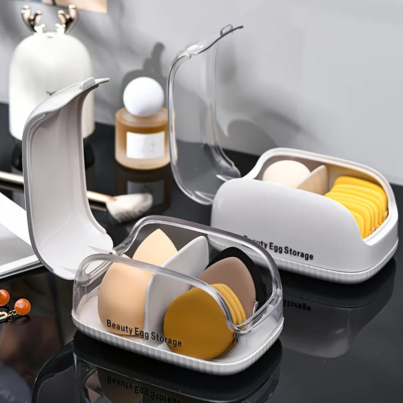 1pc Transparent Makeup Sponge Holder Dustproof Plastic Beauty Organizer Travel Home Cosmetic Storage Makeup Organizers with Lid CB DROPSHIPPING