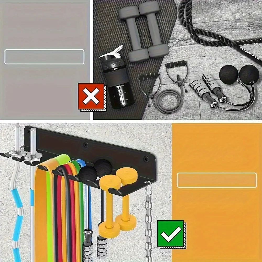 1pc [Fitness Equipment Organizer] Multifunctional Black Iron Wall-Mounted Fitness Equipment Organizer - Perfect Gift for Home CB DROPSHIPPING