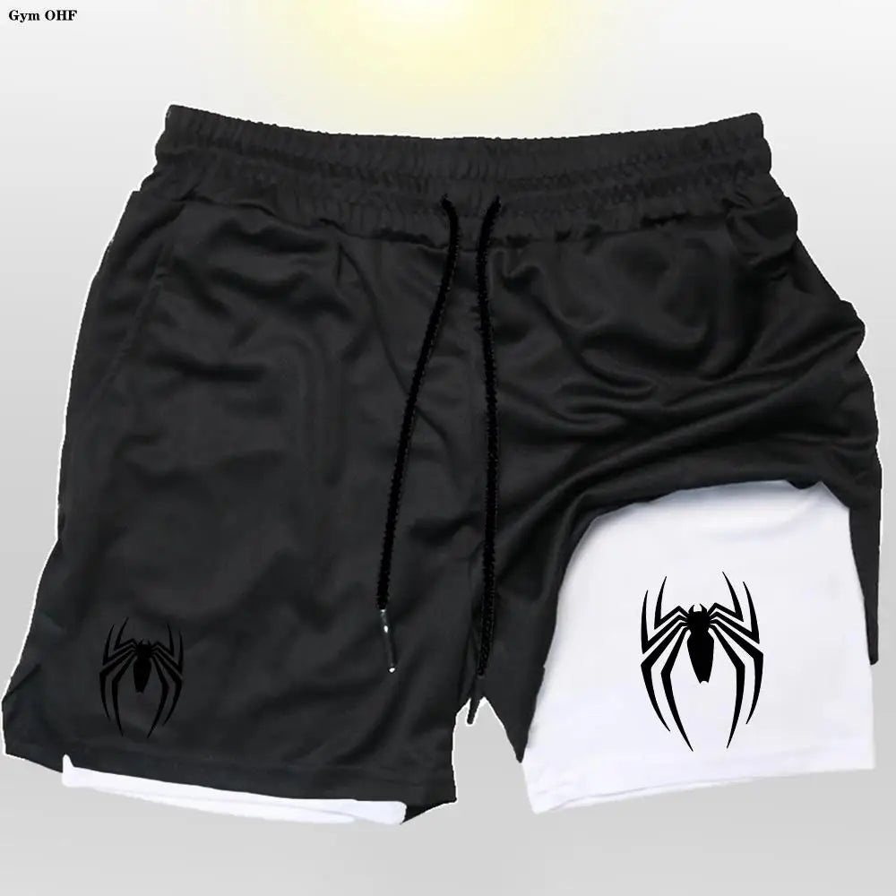 Sport Shorts Men 2099 Spider Sportswear Double-Deck Running Shorts 2 In 1 Beach Bottoms Summer Gym Fitness Training Short Pants CB DROPSHIPPING