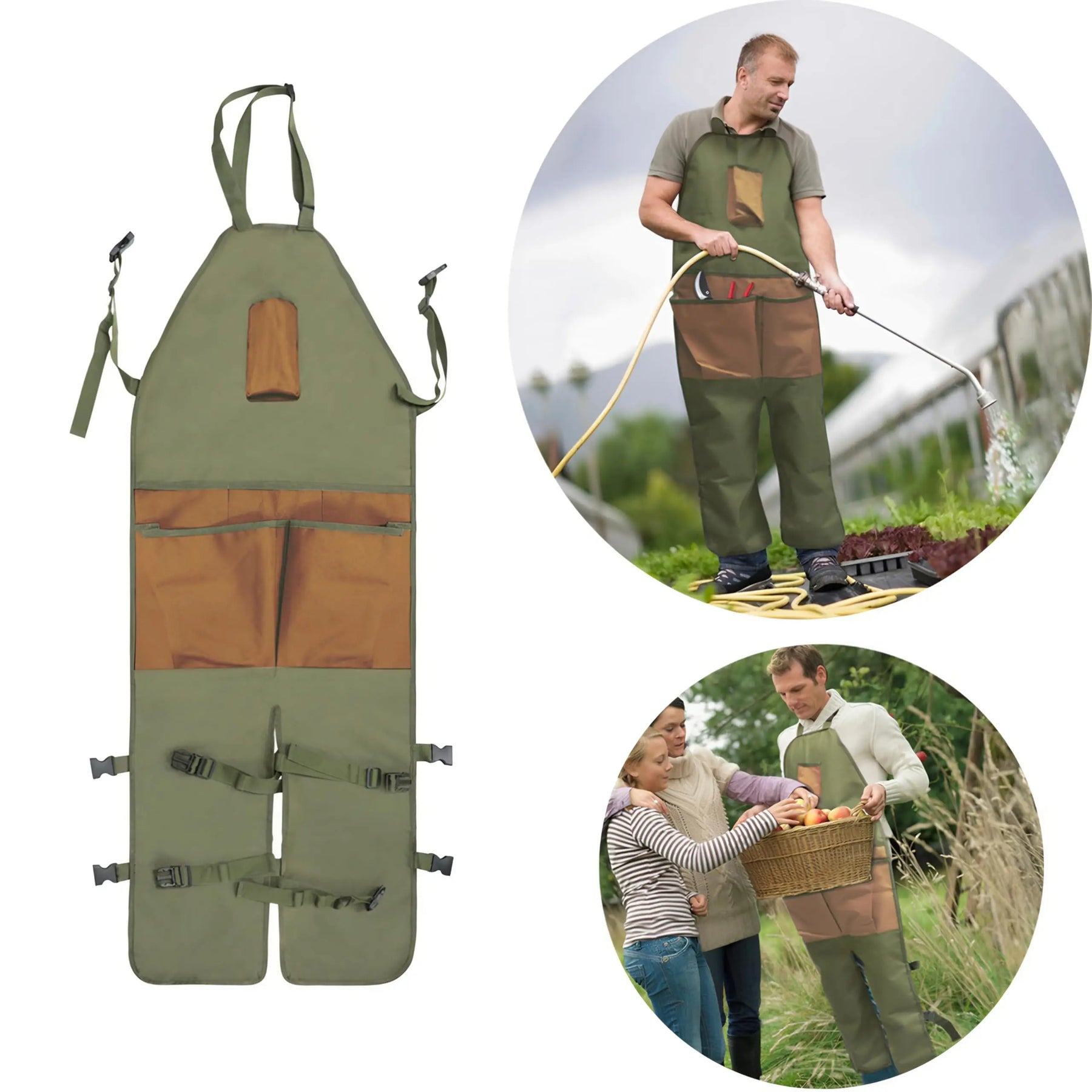 Garden apron, Apron Man,Harvest Apron with Pockets,Waterproof,Adjustable,Reinforced Knees for Mow Grass and Lawn Mowing