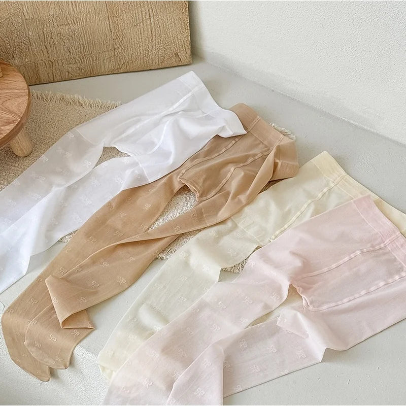 Summer Kids Thin Tights Girls Fashion Bow Print Stockings Baby Mesh Breathable Princess Pantyhose Children Ballet Dance Leggings CB DROPSHIPPING