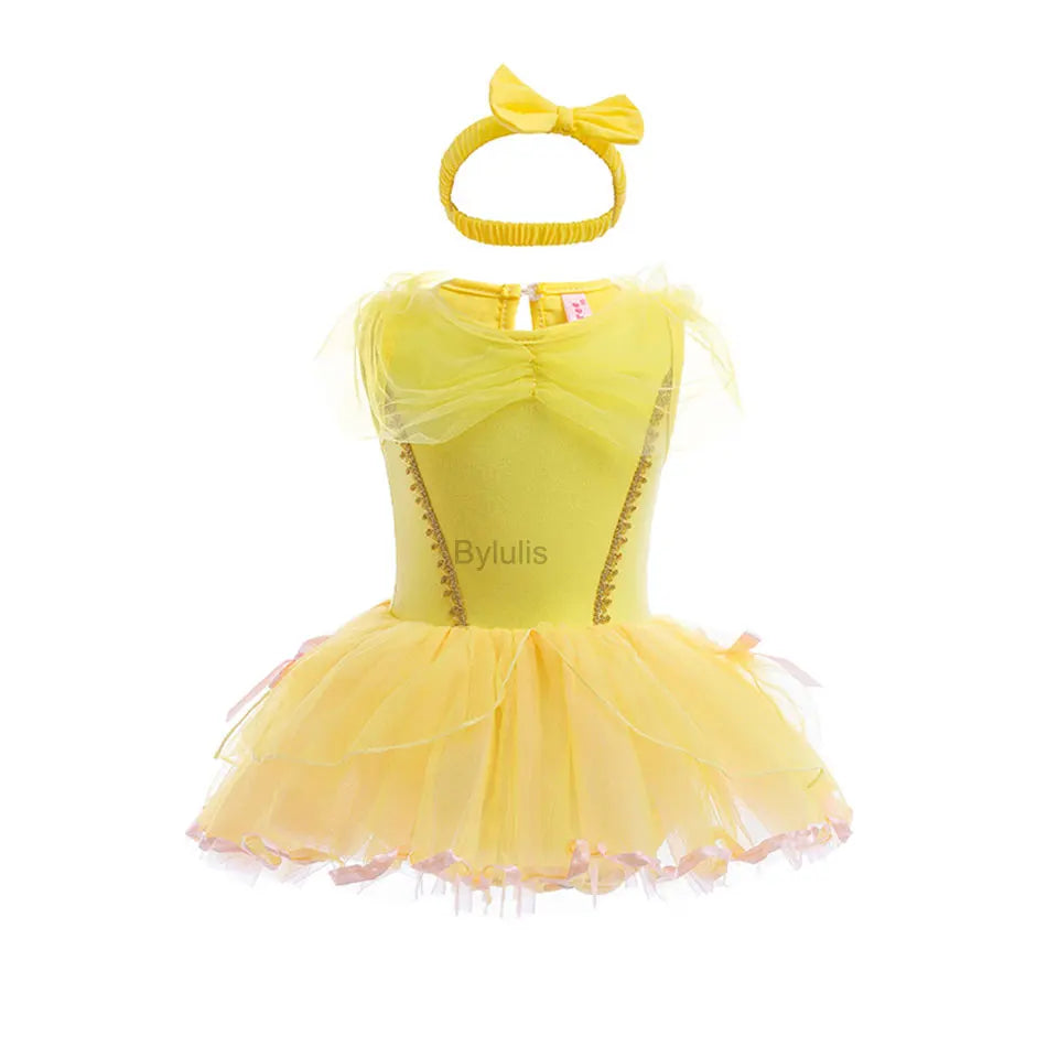 Baby Girls Costumes Kid Romper Tutu Dress with Headband Infant Baby Girl Princess Alice Clothes Aurora Belle Dress Party Costume CB DROPSHIPPING