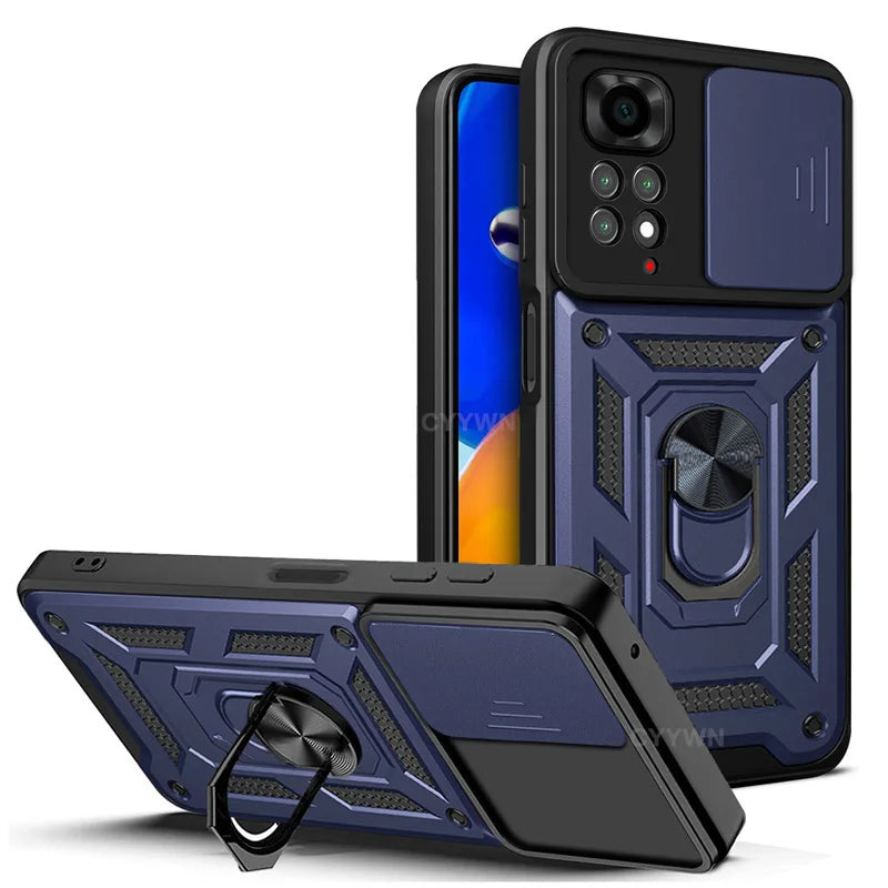 Slide Camera Lens Protector Armor Case For Redmi Note 13 12 11 10 Pro Plus 10s 11s 12s 13C 12C Military Grade Bumpers Ring Cover CB DROPSHIPPING