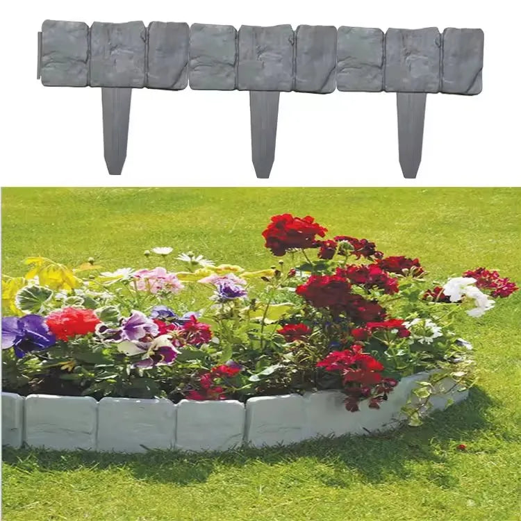 Garden PP Fence Edging,10Pcs Home Garden Border Edging Plastic Fence Stone DIY Yard Landscape Plant Fence Fit for Lawn Yard Flow