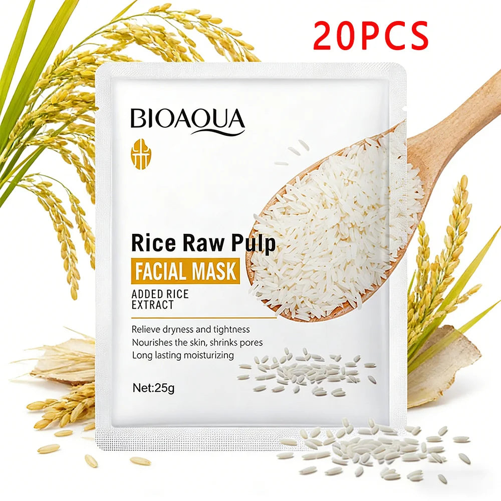 BIOAQUA Rice Raw Pulp Facial Masks Skincare Moisturizing Firming Hydrating Face Mask Sheets Mask Korean Skin Care