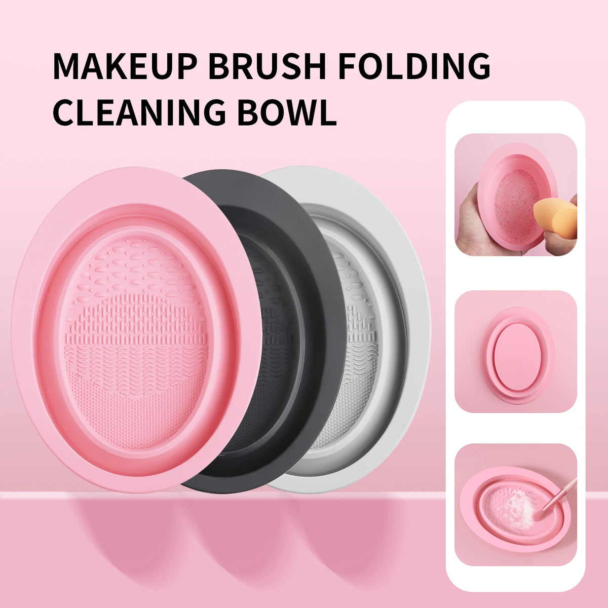 Makeup Brush Cleaning Tool,1pcs Silicone Brush Cleaner Pad Foldable Portable Cleaning Bowl For Makeup Brushes CB DROPSHIPPING
