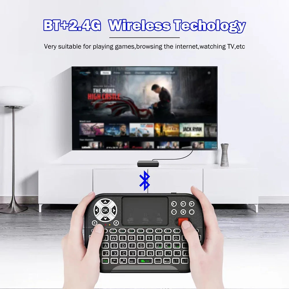 KEBIDUMEI Mini Wireless Keyboard with Scroll Wheel Touchpad  8 Color Backlit BT 2.4G Dual Mode Air Mouse Remote for PC TV Box CB DROPSHIPPING