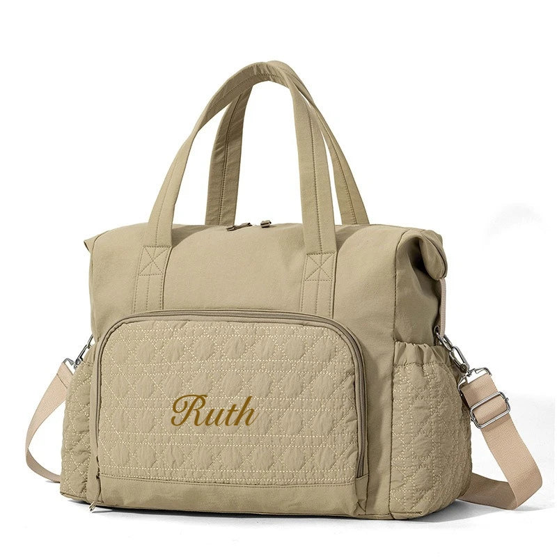 Personalized Large Capacity Mommy Bag for Women Tote Baby Diaper Nappy Bags Custom Baby Name Shoulder Solid Color Maternity Bags CB DROPSHIPPING