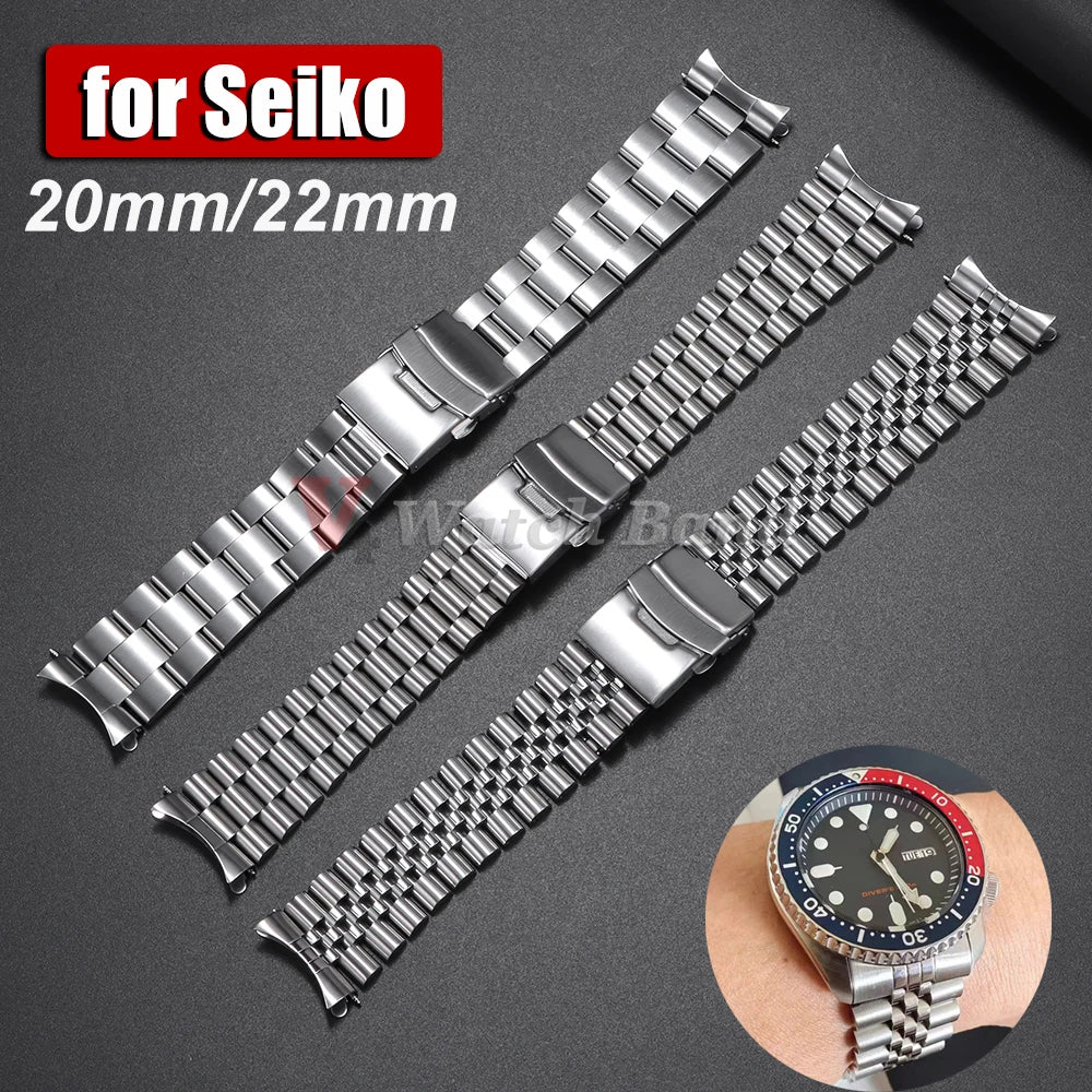 For Seiko 5 SKX009/007 for Jubilee for Oyster Solid Stainless Steel Watch Strap Curved End Men's Sport Watch Band 18mm 20mm 22mm CB DROPSHIPPING