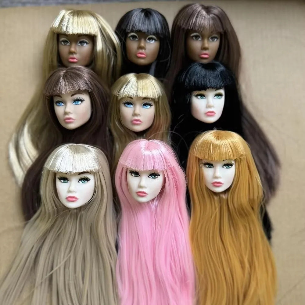 European Face Doll Head Long Hair White Normal Tan Skin Practice Makeup Head Fashion Doll Head for 11.5 Inch BJD Doll Body