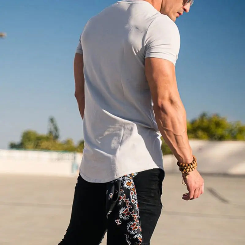Sport Fitness T-shirt Men Bodybuilding Short Sleeve Workout Shirt Training Sport Running Gym T-shirt Summer Tops Tee Rashgard CB DROPSHIPPING