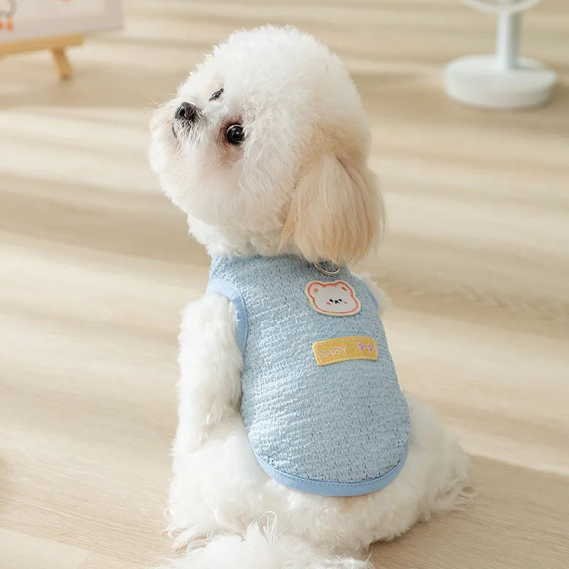 Cute Dog Cooling Vest Solid Breathable Mesh Thin Dog Summer Clothes Chihuahua Bichon Pet Clothing Cat T Shirts Puppy Undershirt