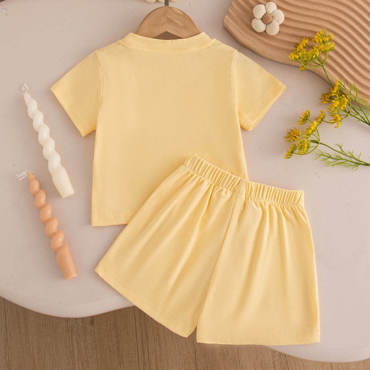 Baby Girl Set Summer Solid-Color Bow Short-Sleeve Top and Shorts Baby Girl Clothes Cute Beach Baby Outfit Set CB DROPSHIPPING