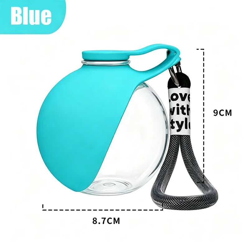 Portable Dog Water Bottle 285ml Pet Drinking Silicone Bowl with Lanyard Leak-Proof 2-in-1 Water Dispenser Walking Travel Feeders