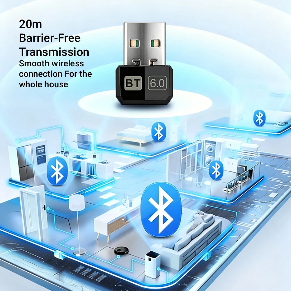 KEBIDUMEI USB Bluetooth 6.0 Adapter Bluetooth 5.4 Dongle for PC Win 11/10/8.1 Bluetooth Receiver&Transmitter for Keyboard/Mouse CB DROPSHIPPING
