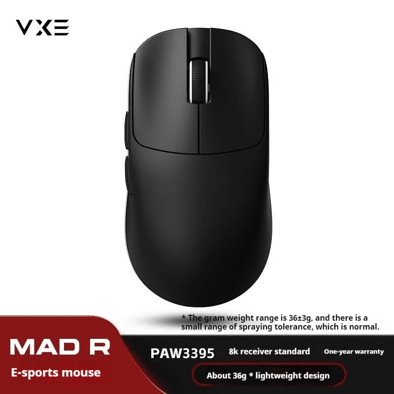 The New Vxe Mad R/R Major Gaming E-Sports Mouse Paw3395/3950 Dual-Mode Nonporous Lightweight Ergonomic Standard 8k CB DROPSHIPPING