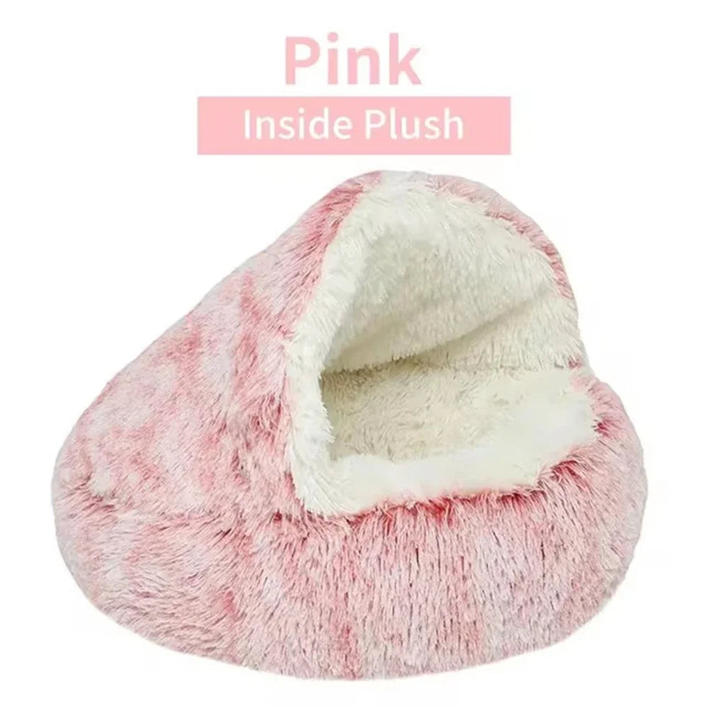 Winter Plush Pet Cat Bed Round Cat Cushion Cat House 2 In 1 Warm Cats Basket Pet Sleep Bag Kitten Nest Kennel for Small Dog Cats CB DROPSHIPPING