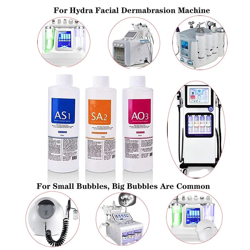 Facial Skincare Face Serum AS1 SA2 AO3 Aqua Peel Solution For Facial Machine Skin Deep Cleaning 400ml Kit of 3 Serums CB DROPSHIPPING