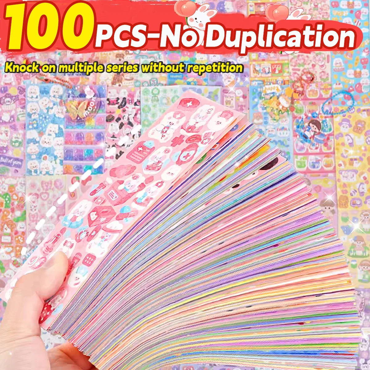 20-200 PCS Cute Stickers Goo Card Kawaii Cartoon Laser Sticker No repeat for Diary DIY School Students Decoration Stationery CB DROPSHIPPING