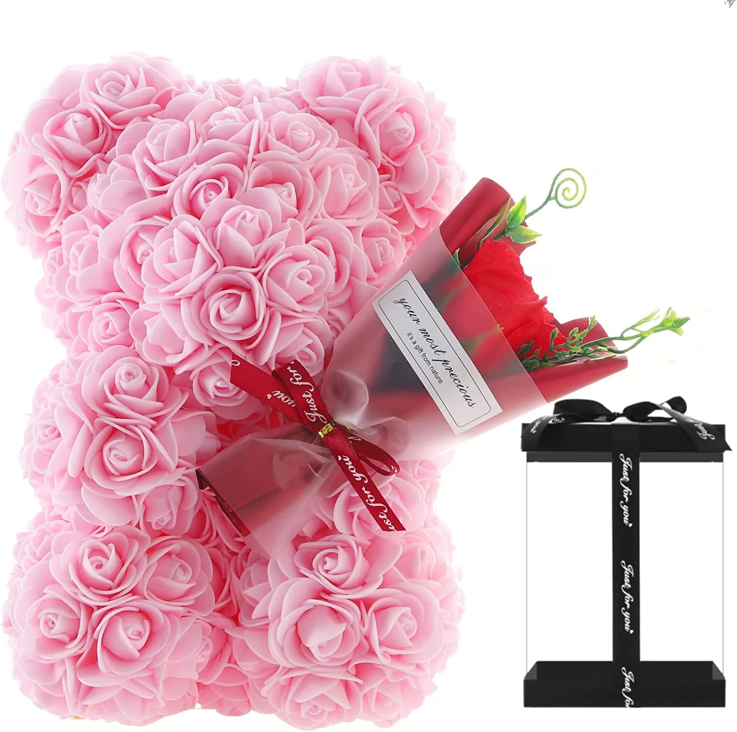 2024 New Artificial Flower Eternal Rose Teddy Bear for Mom Mother's Day Birthday Valentine's Day Anniversary Gifts & Decorations
