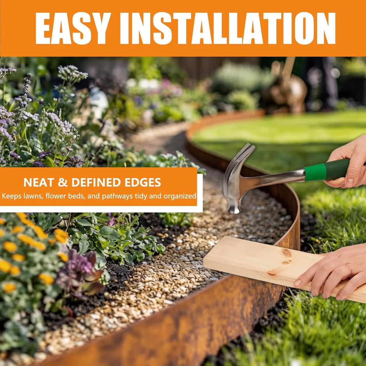 Garden Border Edging Protective Cuttable Weatherproof Steel Lawn Edging and Landscape Border for Indoor Greenhouse Yard Patio
